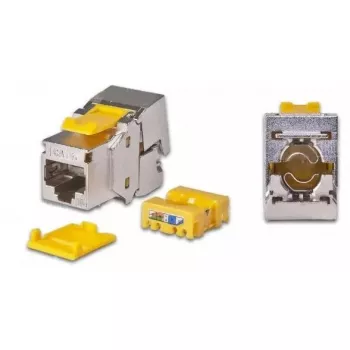 „Wirewin WKS JACK KAT6A STP EA 12 RJ-45“ plokščias geltonas metalinis keystone modulis
