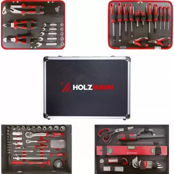 Įrankių dėžė Holzmann WZK119ECO — 119 dalių rinkinys, patvari konstrukcija