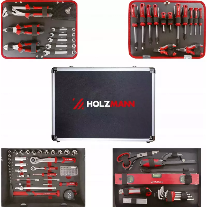 Įrankių dėžė Holzmann WZK119ECO — 119 dalių rinkinys, patvari konstrukcija