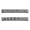 Nešiojamojo kompiuterio dokas / prievadų replikatorius ALOGIC TB4DU4 — laidinis Thunderbolt, 96W, SD/MicroSD skaitytuvas, 3,5 mm, aliuminis/ABS