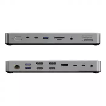 Nešiojamojo kompiuterio dokas / prievadų replikatorius ALOGIC TB4DU4 — laidinis Thunderbolt, 96W, SD/MicroSD skaitytuvas, 3,5 mm, aliuminis/ABS