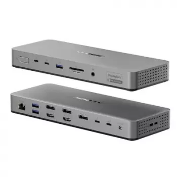 Nešiojamojo kompiuterio dokas / prievadų replikatorius ALOGIC TB4DU4 — laidinis Thunderbolt, 96W, SD/MicroSD skaitytuvas, 3,5 mm, aliuminis/ABS