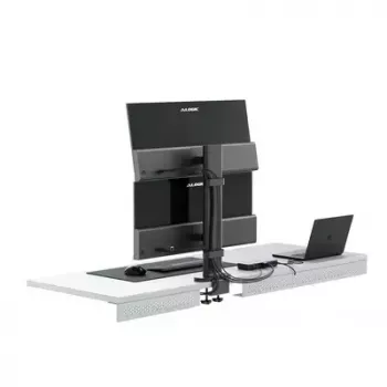ALOGIC ED34VMSSGR monitoriaus laikiklis, spaustuvinis stovas ekranams iki 34 colių, dvigubas ekranas, 12 kg talpa, pilkas