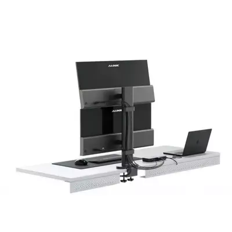 ALOGIC ED34VMSSGR monitoriaus laikiklis, spaustuvinis stovas ekranams iki 34 colių, dvigubas ekranas, 12 kg talpa, pilkas