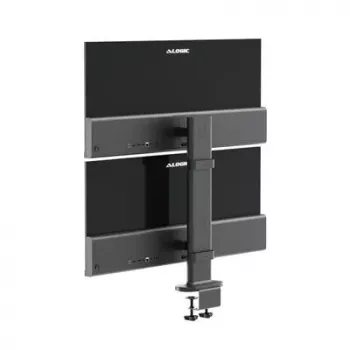 ALOGIC ED34VMSSGR monitoriaus laikiklis, spaustuvinis stovas ekranams iki 34 colių, dvigubas ekranas, 12 kg talpa, pilkas
