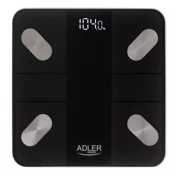 Adler Smart Bathroom Scale AD 8186b automatinis išsijungimas kūno riebalų analizė kūno masės indekso (KMI) matavimas kaulų masės analizė maksimali apkrova 180 kg atminties funkcija keliems naudotojams
