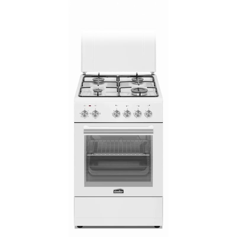 Simfer | Viryklė | 4403SERBB | Kaitlentės tipas Dujinė | Orkaitės tipas Elektrinė | Balta | Plotis 50 cm | Elektroninis uždegimas | Gylis 55 cm | 48 L