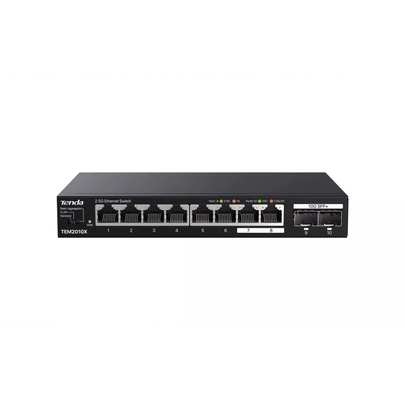 Tenda TEM2010X tinklo komutatorius 2.5G Ethernet (100/1000/2500) Stalinis Juodas