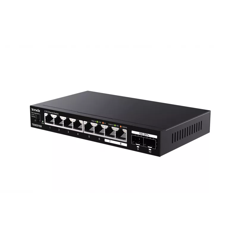 Tenda TEM2010X tinklo komutatorius 2.5G Ethernet (100/1000/2500) Stalinis Juodas