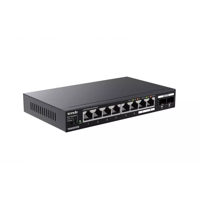 Tenda TEM2010X tinklo komutatorius 2.5G Ethernet (100/1000/2500) Stalinis Juodas