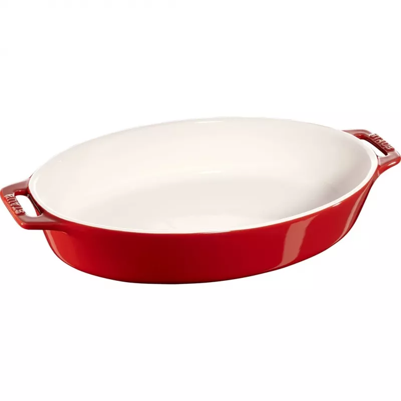 Staub ovalus keraminis padėklas - 2,3 l, raudonas