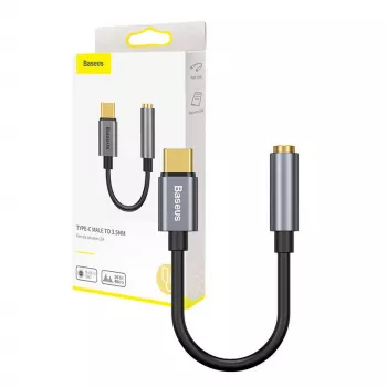 Baseus L54 garso adapteris USB-C + mini lizdas 3,5 mm (juoda+pilka)