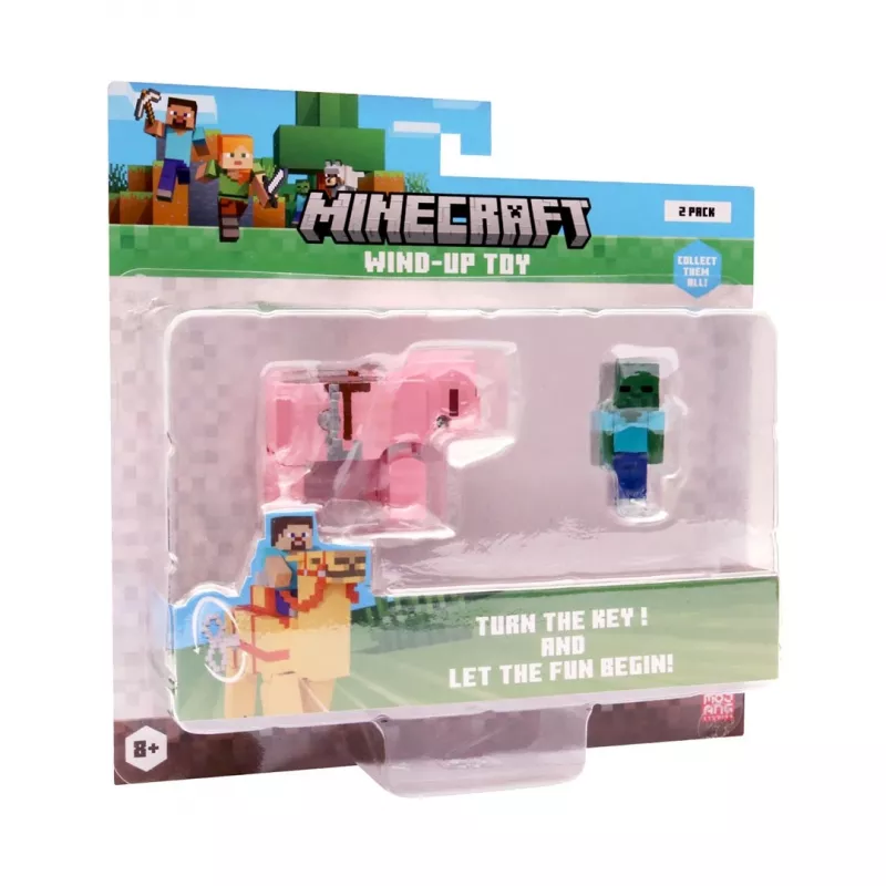 Minecraft S2 3D WIND-UP žaislas - kūdikis zombis ir kiaulė