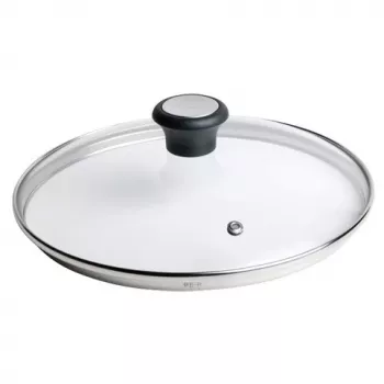 Tefal 28097612 keptuvės dangtis apvalus juodas, nerūdijantis plienas, skaidrus