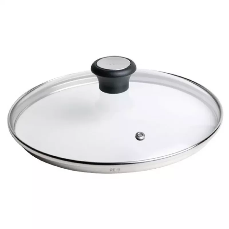 Tefal 28097612 keptuvės dangtis apvalus juodas, nerūdijantis plienas, skaidrus