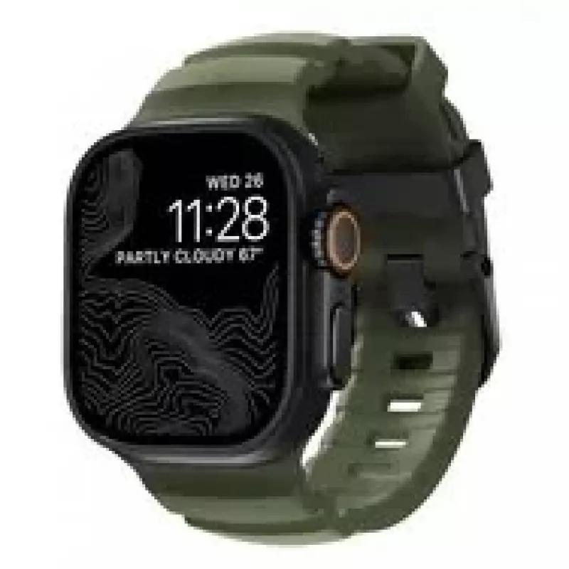 NOMAD Rocky Point dirželis Apple Watch 46mm/49mm žaliai juodas