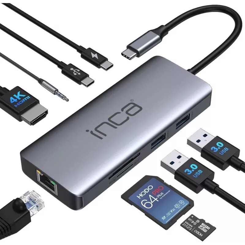 INCA adapteris ITPC-10TX USB-C 9-in-1 - Adapteris