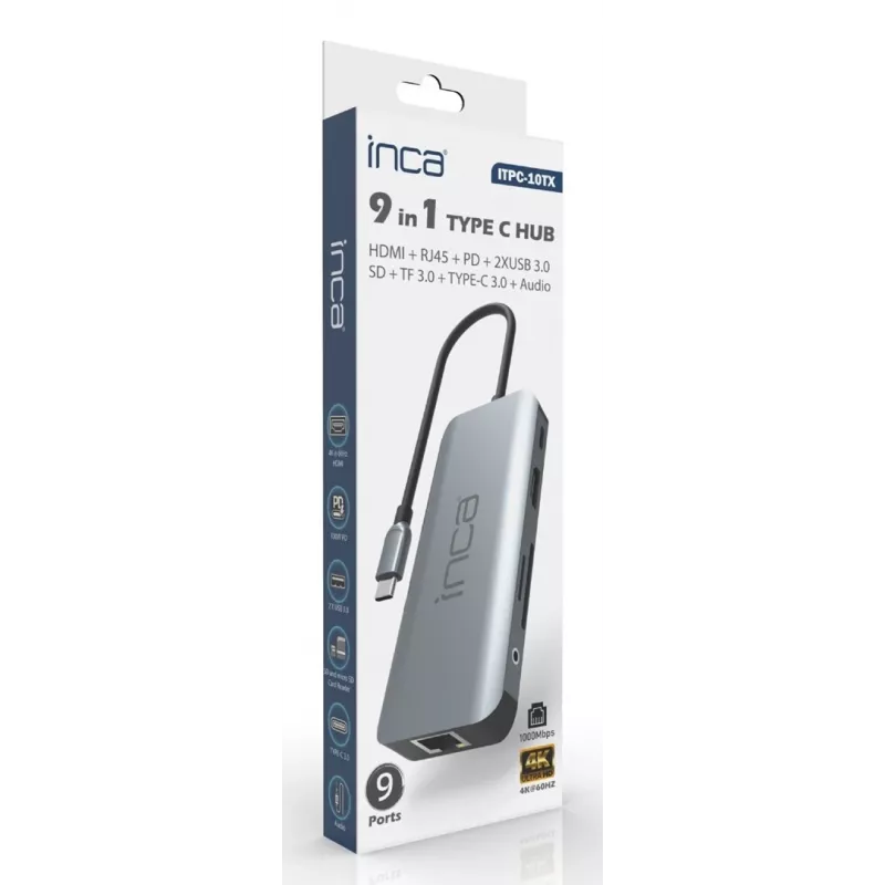 INCA adapteris ITPC-10TX USB-C 9-in-1 - Adapteris