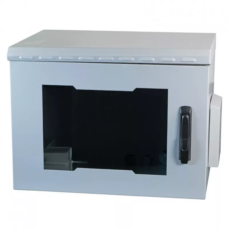 19 colių sieninė spinta IP55 EFB Elektronik 7U stiklinės durys gylis 450 mm