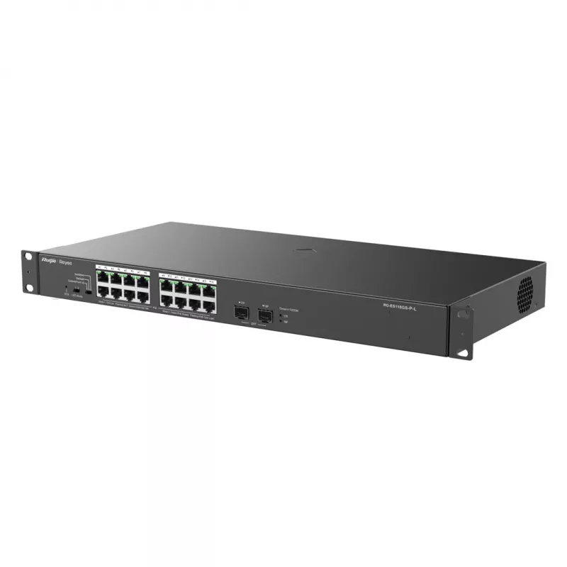 Reyee 16 prievadų 1000Mbps + 2 Gigabit SFP prievadai, 16 prievadų palaiko PoE/PoE+ maitinimą - Komutatorius - 1 Gbps