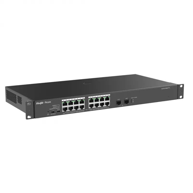 Reyee 16 prievadų 1000Mbps + 2 Gigabit SFP prievadai, 16 prievadų palaiko PoE/PoE+ maitinimą - Komutatorius - 1 Gbps
