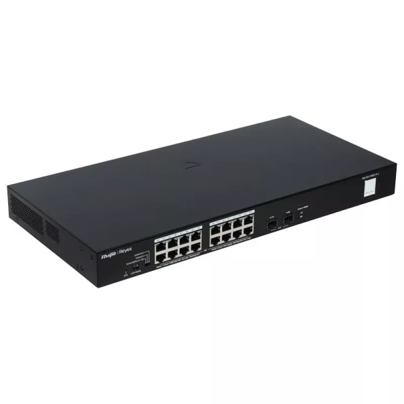 Reyee 16 prievadų 1000Mbps + 2 Gigabit SFP prievadai, 16 prievadų palaiko PoE/PoE+ maitinimą - Komutatorius - 1 Gbps