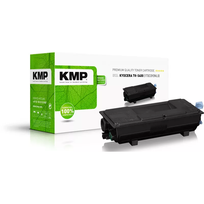 KMP juodas dažų miltelių užpildas, suderinamas su KYOCERA TK-3400 (2929,0000)