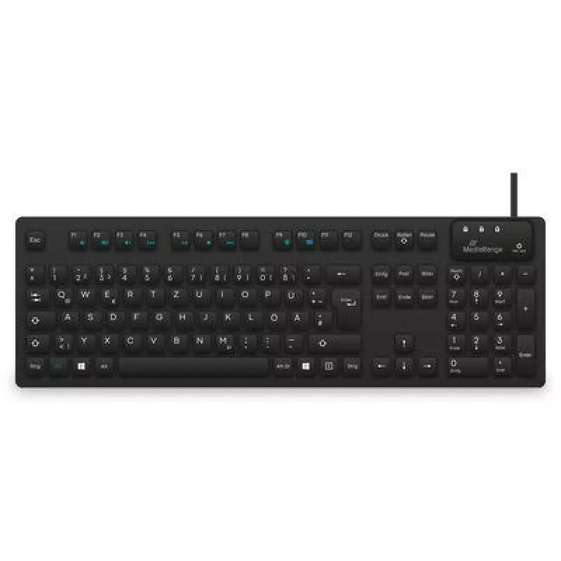 MediaRange kabelgeb. higieninė klaviatūra, QWERTZ, IP68, 1,5 m, juoda