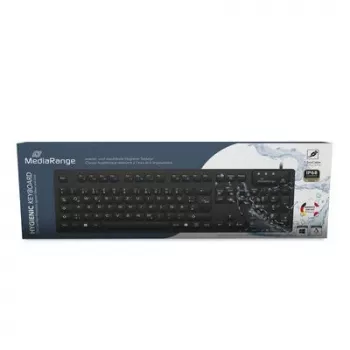 MediaRange kabelgeb. higieninė klaviatūra, QWERTZ, IP68, 1,5 m, juoda