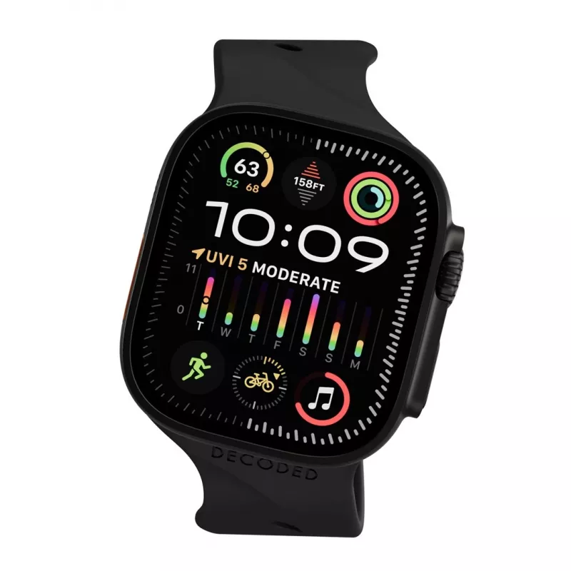 Decoded Silicone Ares Splice Band - silikoninis dirželis Apple Watch 44/46/49 mm (juodas)