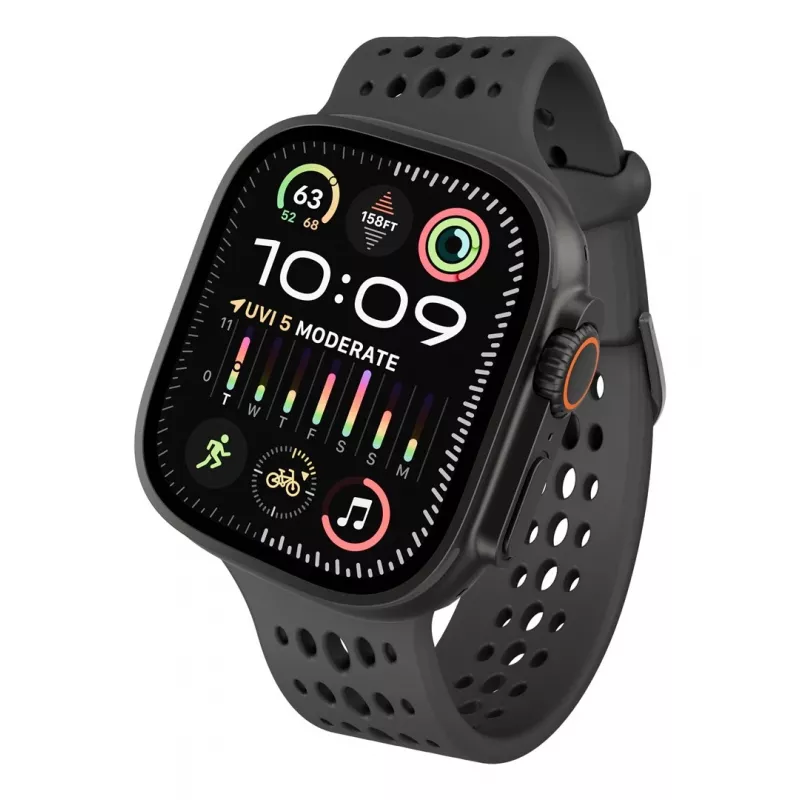 Decoded Silicone Ares O Band - Silikoninis dirželis Apple Watch 44/46/49 mm (juodas)
