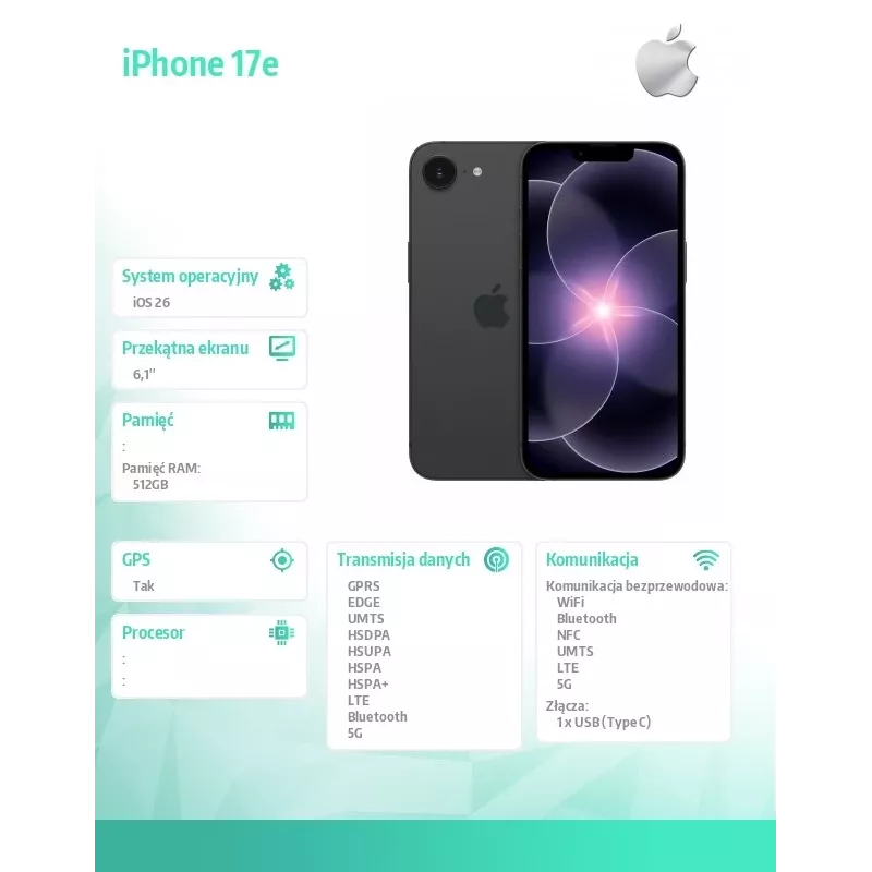„iPhone 17e“ 512GB juodos spalvos