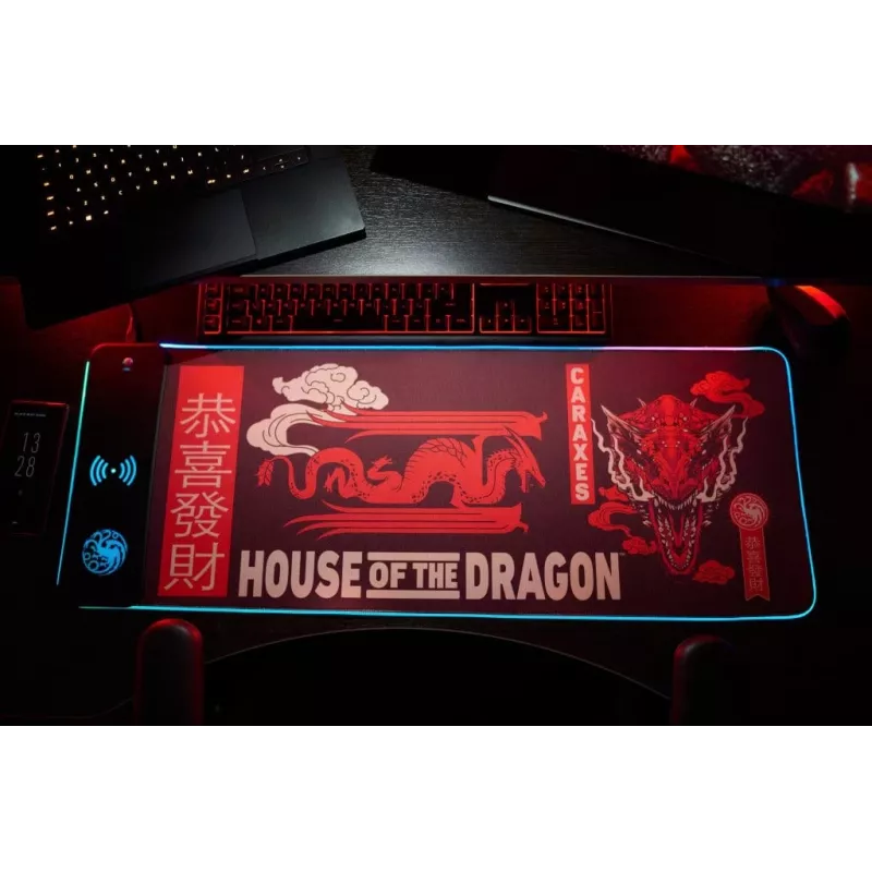 Numskull pelės kilimėlis House of Dragons + belaidis įkrovimas 30x80cm