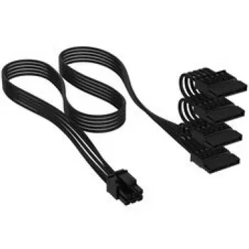 Corsair laidas, Type 4, SATA maitinimo jungtis, 405 mm, 520 mm, 635 mm, 750 mm, atskirai aptrauktas – juodas