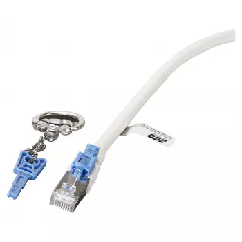 EFB RJ45 jungiamasis kabelis Cat.6A S/FTP LSZH BC AWG26 užrakinamas baltas 0,5m