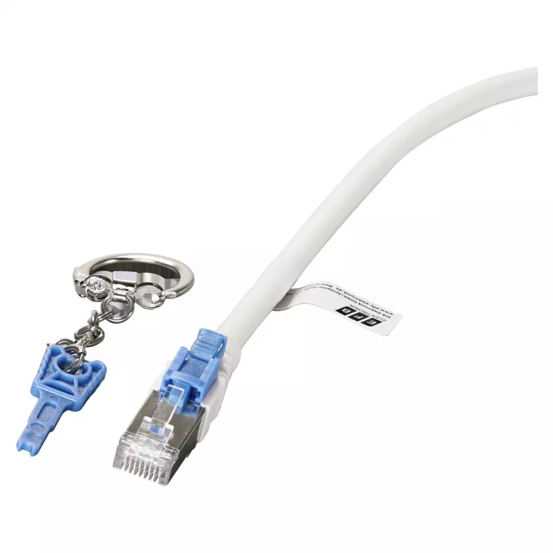 EFB RJ45 jungiamasis kabelis Cat.6A S/FTP LSZH BC AWG26 užrakinamas baltas 0,5m