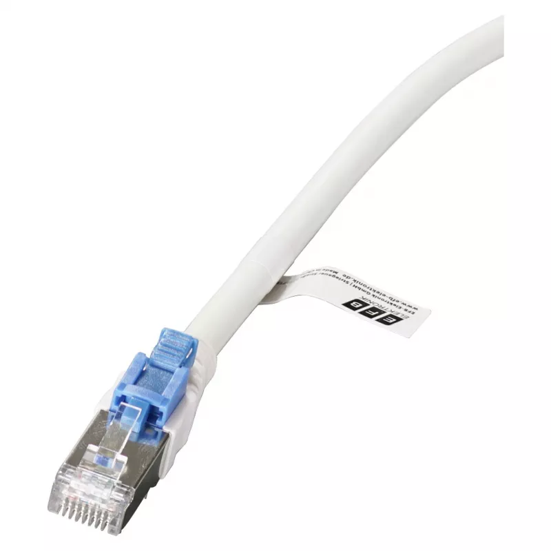 EFB RJ45 jungiamasis kabelis Cat.6A S/FTP LSZH BC AWG26 užrakinamas baltas 0,5m