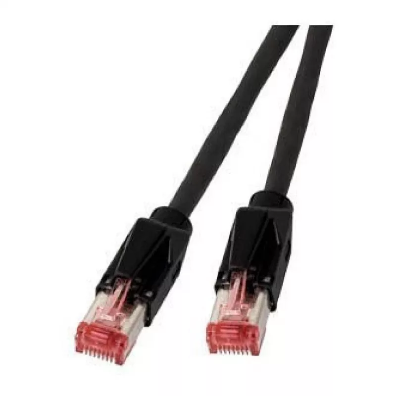 EFB RJ45 komutacinis kabelis Cat.6A S/FTP LSZH Draka UC900 TM21 juodas 0,25m