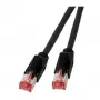EFB RJ45 komutacinis kabelis Cat.6A S/FTP LSZH Draka UC900 TM21 juodas 0,25m