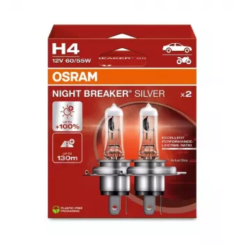 OSRAM NIGHT BREAKER Sidabrinė H4 12 V 60/55 W, 2 vnt.