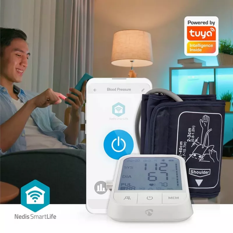 kraujospūdžio matuoklis „Nedis SmartLife“ BTHBP10WT LCD 22–42 cm