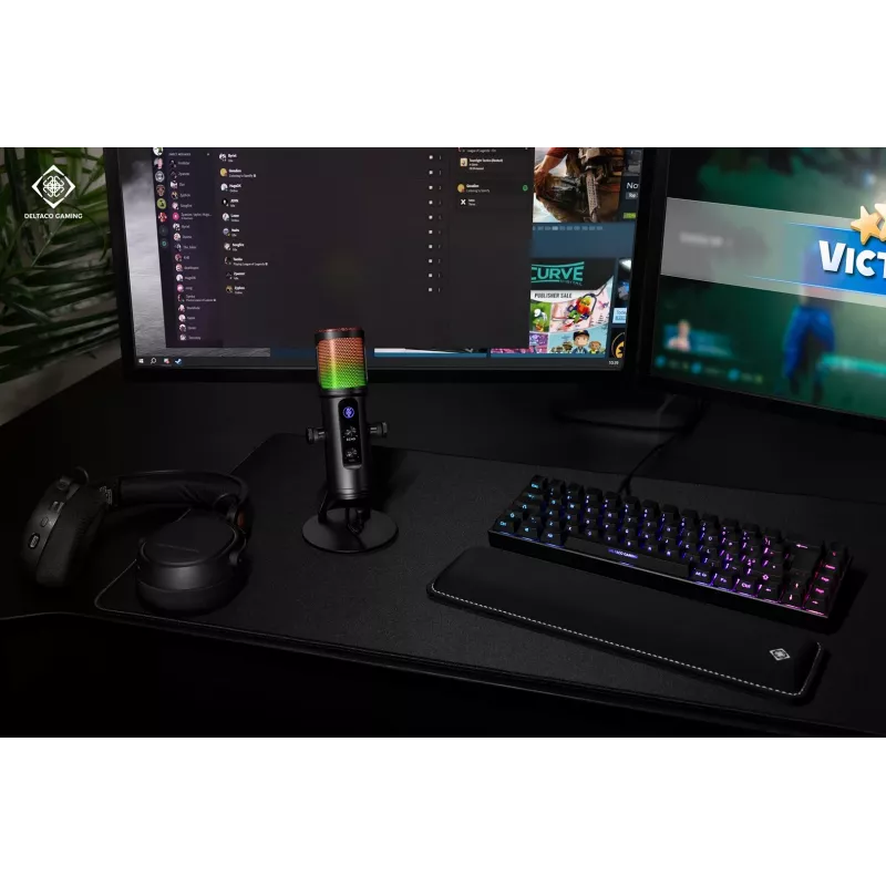 Deltaco Gaming RGB srautinio transliavimo mikrofonas, juodas