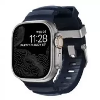 NOMAD Rocky Point Band - apyrankė Apple Watch 46mm/49mm su FKM ir titanu (atlanto, natūrali įranga)