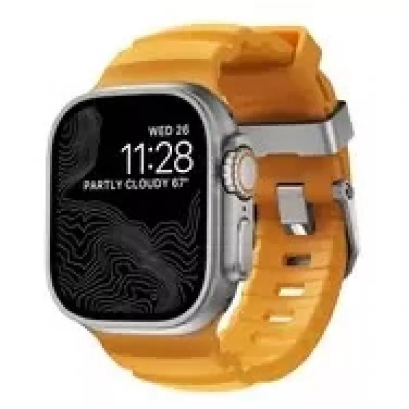 NOMAD Rocky Point Band - dirželis Apple Watch 46mm/49mm su FKM ir titanu (sol, natūrali įranga)