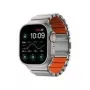 NOMAD Stratos Band - titaninis dirželis Apple Watch 49mm su FKM (natūralus titanas, ultra oranžinis FKM)