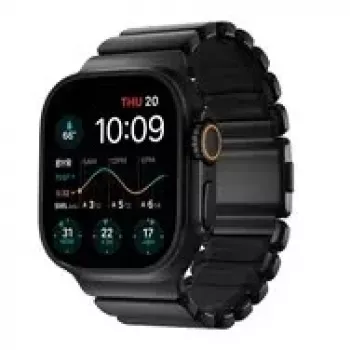 NOMAD Stratos Band - titano apyrankė, skirta Apple Watch 49mm su FKM (juodas titanas, juodas FKM)