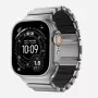 NOMAD Stratos Band - titaninis dirželis, skirtas Apple Watch 49mm su FKM (natūralus titanas, juodas FKM)