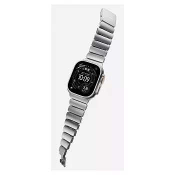 NOMAD Stratos Band - titaninis dirželis, skirtas Apple Watch 49mm su FKM (natūralus titanas, juodas FKM)