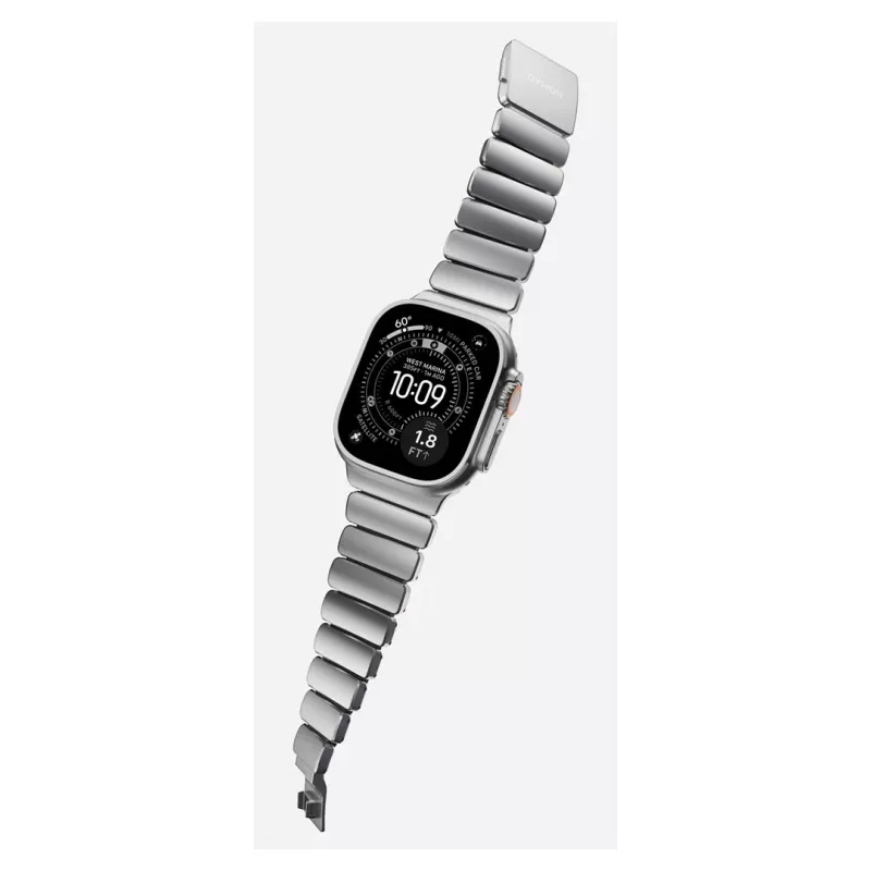 NOMAD Stratos Band - titaninis dirželis, skirtas Apple Watch 49mm su FKM (natūralus titanas, juodas FKM)