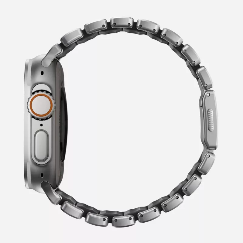 NOMAD Stratos Band - titaninis dirželis, skirtas Apple Watch 49mm su FKM (natūralus titanas, juodas FKM)